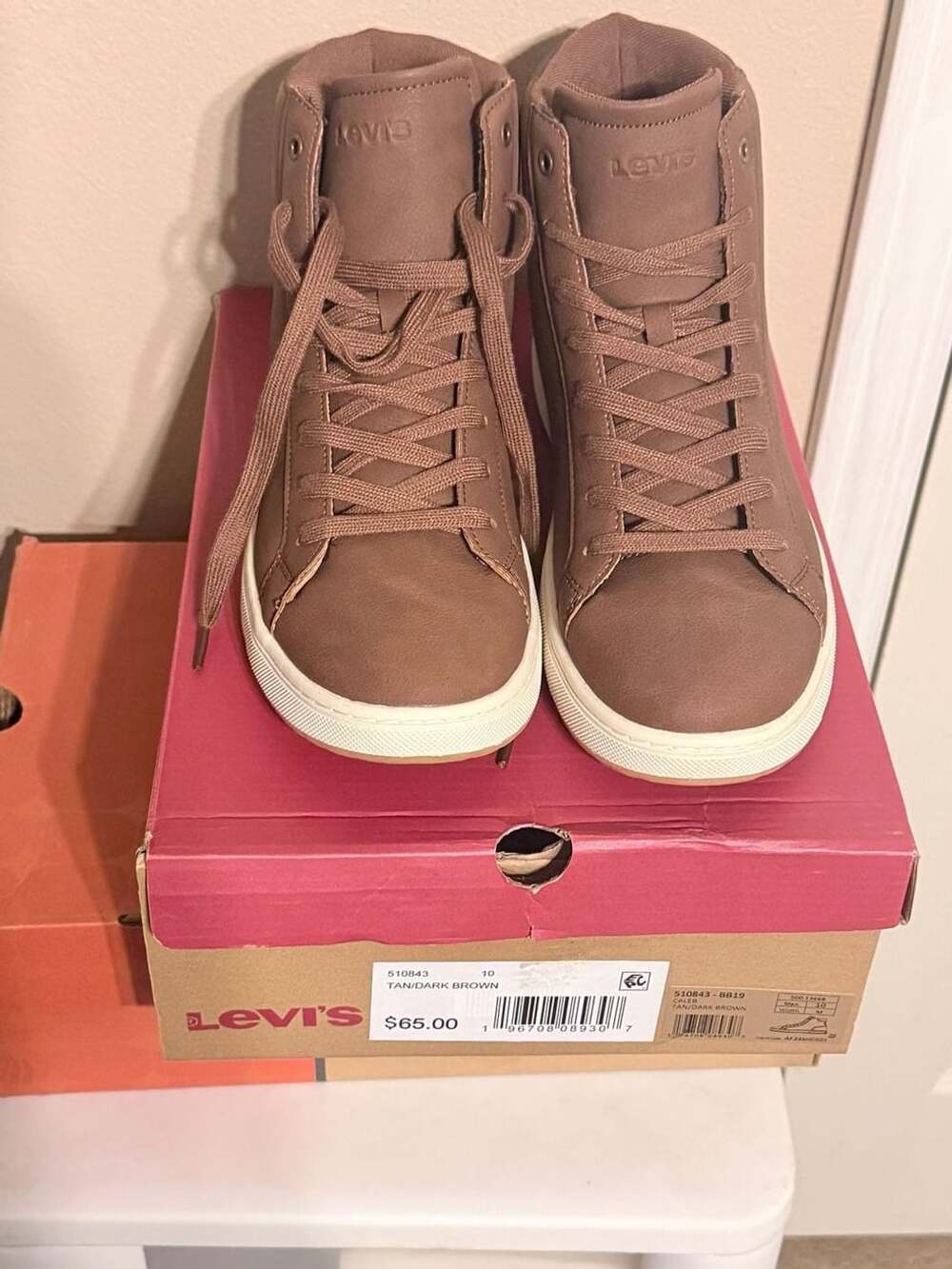 Levi's Caleb High Top Sneakers Tan/Dark Brown Size 10
